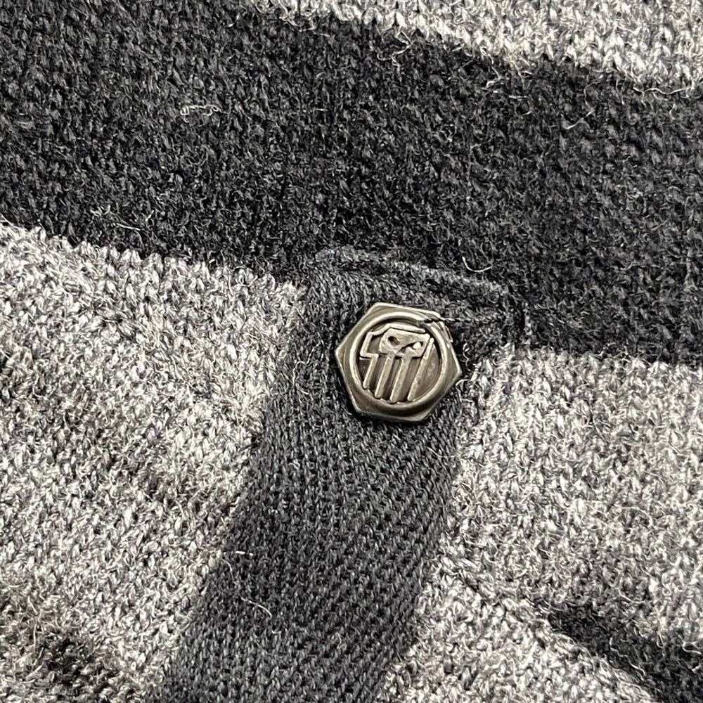 Harley Davidson Sweater Womens 2XL Gray Black Stripe Lace Trim High Low Tunic - Picture 4 of 10